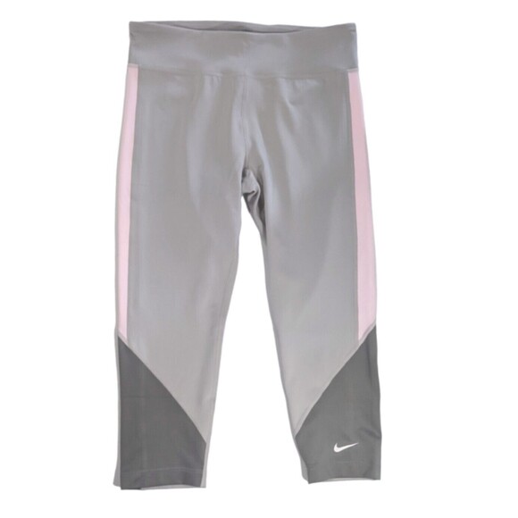 NIKE Capri Leggings Girls L+ New Dri-FIT One Kids Grey High Waist Athletic NWT - Picture 1 of 9